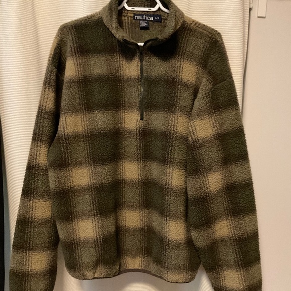 Vintage Nautica Plaid Sherpa Half Zip - Picture 1 of 8